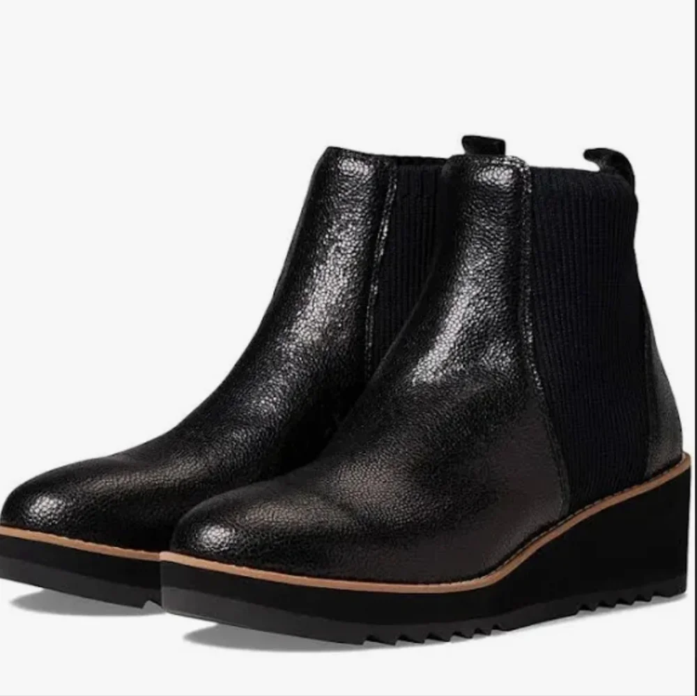 Eileen Fisher New Liou Embossed Leather Wedge Chelsea Boots. - Picture 1 of 11